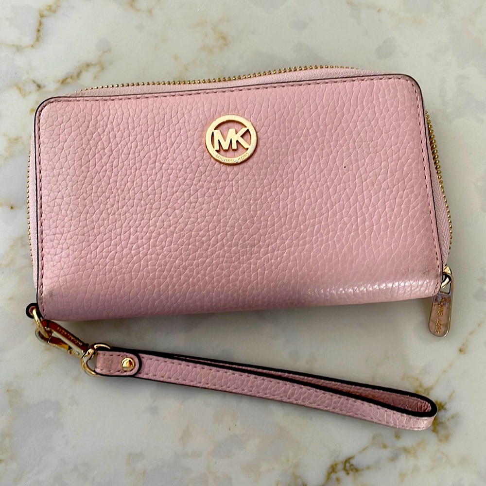 Michael Kors pink wristlet wallet